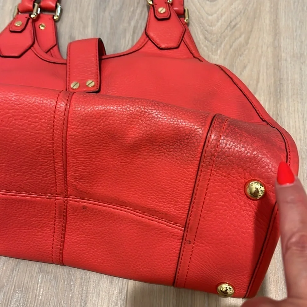 Michael Kors Hudson Large Leather Tote Shoulder Bag Satchel Watermelon Gold